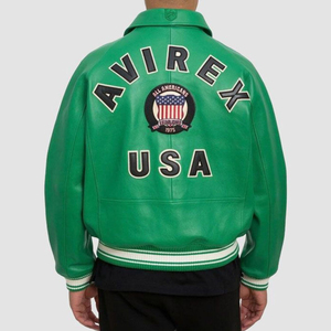 Chaqueta Bomber de Cuero Avirex Personalizable de la Colección Low Moq, Chaqueta Impermeable para Hombre con Cuello Alto y Cierre de Cremallera - Product Image 5