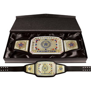 Ceinture de championnat professionnelle en cuir noir, ceinture de titre personnalisée, plaque en zinc dorée, récompense pour les événements sportifs de lutte en équipe - Product Image 5