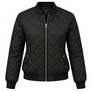Veste bomber personnalisée avec logo brodé pour femmes, en polaire de laine respirante, design uni, hiver, prix de gros bon marché - Product Image 2