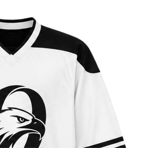 Camiseta de Hockey sobre Hielo Sublimada Blanca y Negra, Manga Larga, Uniforme Deportivo de Equipo, Camisa para Partidos, Ropa Deportiva para Juegos al Aire Libre - Product Image 3