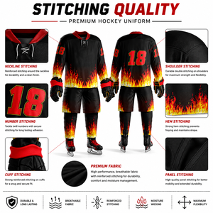 Uniforme de hockey sur glace personnalisé pour adultes et jeunes, couleur unie, sublimation, 100% polyester, vêtements de sport - Product Image 2