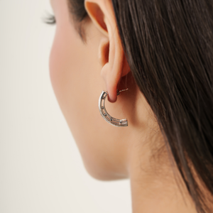 Nouveautés : Boucles d'oreilles demi-cercle en argent sterling 925 massif, 100% authentiques, avec pierres précieuses grenat et diamants, pour femmes - Product Image 2