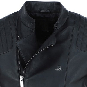 Veste en cuir véritable pour homme, style vintage, motard, coupe ajustée, décontractée, pour l'hiver, fabriquée par un fabricant - Product Image 2