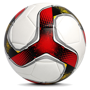 Ballon de football d'entraînement blanc, rouge, noir, jaune, durable, gonflé, emballé, 0,4-0,45 kg - Product Image 3