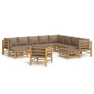 Conjunto de Muebles de Jardín Grandes en Color Taupe, de Bambú y Tela (100% Poliéster), Sofás Elegantes de 100% Poliéster para Uso en Exteriores - Product Image 2