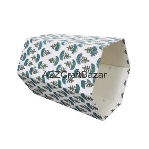 Poubelle en carton pliable écologique indienne faite à la main, à couvercle ouvert, avec couvercle roulant, design géométrique, pour déchets hospitaliers DIY - Product Image 4