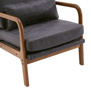 Poltrona da Interno con Schienale Alto, Braccioli in Legno Massello, Telaio in Ferro, Tessuto Bronzato Grigio Scuro, Ecologica, per Soggiorno - Product Image 6