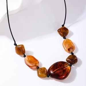 Trendy Vintage Fashion Resin Beaded <b>Necklace</b> Handmade Colorful Jewelry Lightweight <b>Statement</b> Piece Unisex Party Casual Wear - Product Image 5