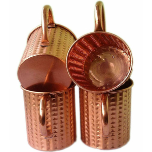 Tasses en cuivre mule modernes de qualité supérieure, écologiques, en cuivre pur, avec un design martelé à la main en forme de diamant, pour l'eau et la bière - Product Image 4