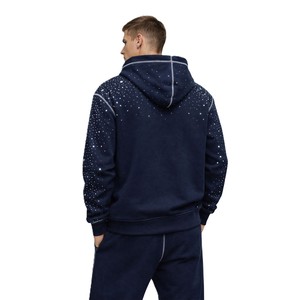 เสื้อฮู้ดซิปเต็มตัวประดับเพชร ผ้าฝ้ายฟลีซ GSM สูง สตรีทแวร์ รับทำแบรนด์สินค้า ป้ายกำกับส่วนตัว MOQ ต่ำ จัดหาสินค้าจำนวนมาก - Product Image 3