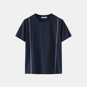 Conjunto de Camiseta de Algodón Azul Marino y Pantalones Cortos Grises para Hombre, Cuello Redondo, Color Sólido, Ropa Casual de Verano, Tejido Transpirable - Product Image 2