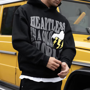 Nouveauté 2026 : Sweats à capuche personnalisés pour hommes, style tendance, couleur unie, impression en relief, vente en gros - Product Image 3