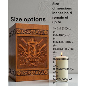 Handmade Wooden Barber Urn | Salon Theme Memorial urn Memorial Keepsake by AYAANS - Product Image 4