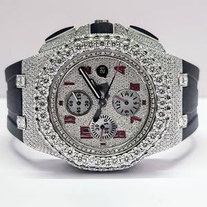 Montre de luxe en diamant avec mouvement à quartz, bracelet en acier inoxydable, affichage numérique, étanche, unisexe, prix - Product Image 1