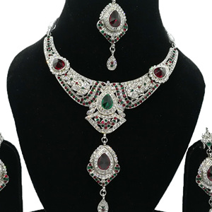 Vintage Style Crystal Rhinestone Imitation Pearl Flower Alloy Blue Women's Wedding Party Jewelry Set Necklace Earrings Headpiece - Product Image 2