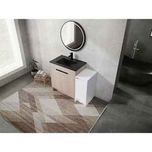Mobile Bagno Freestanding da 42 Pollici con Lavabo in Ceramica Nera, Armadietti Contenitori e Ante con Chiusura Ammortizzata - Set Combinato 02430+0312 - Product Image 5