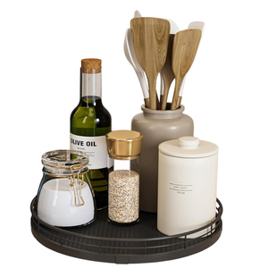 Rustic Spinning Lazy Susan Serving Tray 360 Degree Rotating <b>Spice</b> <b>Rack</b> Spinner Organizer for Dinning Table Centerpiece & Cabinet - Product Image 1
