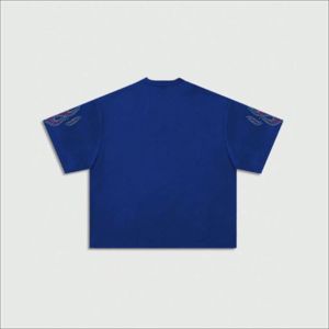 T-shirt en coton épais surdimensionné pour homme, col côtelé, coupe droite, épaules tombantes, respirant, streetwear vierge, vente en gros. - Product Image 2