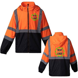 เสื้อฮู้ดสะท้อนแสงเพื่อความปลอดภัยบนท้องถนน เสื้อผ้าทำงานสำหรับผู้ชาย เสื้อแจ็คเก็ตฮู้ดสะท้อนแสงกันน้ำ เสื้อผ้าทำงานแบบมีฮู้ด - Product Image 1
