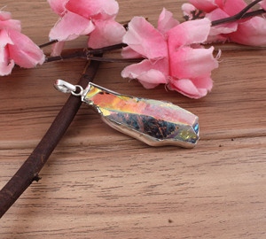 Pendentif vintage en druzy naturel, argent sterling 925, serti en bélière, collier artisanal scintillant doré, bijoux en pierre d'argent - Product Image 1