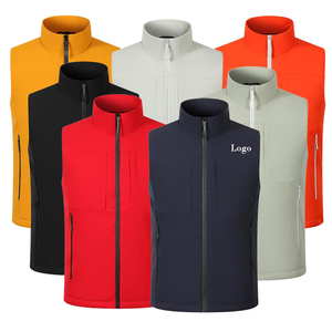 Gilet d'hiver sans manches personnalisé avec logo, gilet épais pour homme, fermeture éclair, vêtements de travail, gilet imperméable pour l'extérieur avec logo personnalisé - Product Image 1