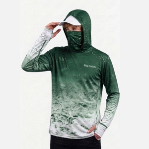 เสื้อฮู้ดดี้ตกปลาแขนยาวลายพรางพิมพ์ลายป้องกันรังสียูวี UPF50 สำหรับผู้ชาย ผลิตตามสั่งขายส่ง ผลิตจากโพลีเอสเตอร์ 100% กันน้ำ กันลม - Product Image 1