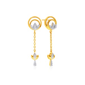 Pendientes Colgantes de Lujo con Doble Círculo de Flor de Loto y Diamantes Brillantes Cultivados en Laboratorio para Mujer, Joyería para Fiestas - Product Image 3