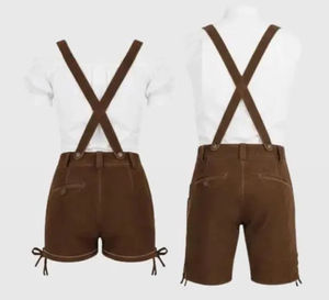 Pantalones Cortos de Cuero Genuino ZASSON SPORTS, Estilo Bávaro Tradicional Alemán para Oktoberfest, Unisex, Directo de Fábrica - Product Image 3