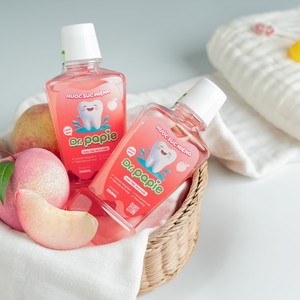Bain de bouche Dr. Papie pour enfants 2+ sans fluorure, sans danger pour l'avalage, saveur pêche naturelle, nettoyage buccal doux, élimine la plaque dentaire et les bactéries, haleine fraîche - Product Image 2