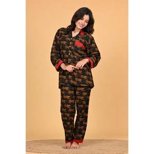 Conjunto de Pijama de Poliéster Crepé Estampado para Mujer, Ropa de Dormir Suave, Ropa de Noche Cómoda para Damas - Product Image 2