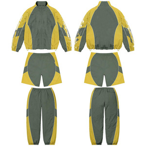 220 GSM Nylon Taslan Windbreaker Short Set Black Purple <b>Green</b> Panel Custom Logo plus size - Product Image 5