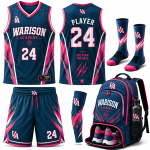 Wholesale Basketball Uniform Kit Customized Solid Color Quick Dry Team Wear Basketball Uniform Set With Custom Name And Number - Product Image 2