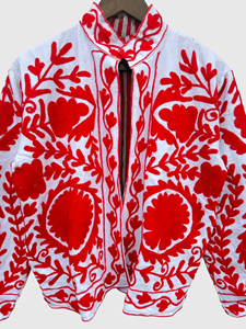 Veste en coton brodée à la main avec des motifs floraux, col mandarin, manches longues, taille plus, style blouson pour femmes, manteau d'hiver - Product Image 3