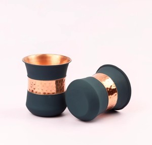 Copper Liner Drinking <b>Cup</b> Handmade Hammered Finish <b>Double</b> <b>Wall</b> Beverage Tumbler for Tea <b>Coffee</b> - Indian Home Crafts - Product Image 2