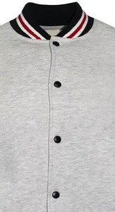 <b>Men</b> Gray Varsity <b>Jacket</b> With Red <b>White</b> Stripe Trim Button Front Casual Wear Autumn Season Regular Fit Polyester Cotton Material - Product Image 3
