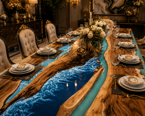 <b>Walnut</b> Epoxy River Dining <b>Table</b> Live Edge Wood Furniture Modern Ocean Resin Coffee <b>Table</b> Handmade Sofa Center <b>Table</b> - Product Image 2