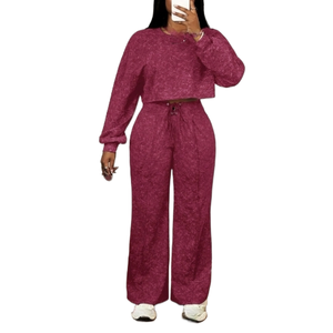 Conjunto Deportivo Holgado Personalizado para Mujer, 100% Algodón, Dos Piezas, Ropa de Estar por Casa, Marca Privada OEM - Product Image 4