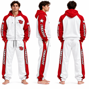 Ensemble de survêtement d'hiver pour homme 100 % polyester, coupe-vent à manches longues, blocs de couleur, fermeture éclair intégrale, faible MOQ, prix abordable, haute qualité - Product Image 4