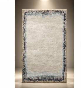 Ensemble de tapis modernes en laine tuftée à la main, motif abstrait bleu, rectangulaire, antidérapant, à poils moyens, avec envers en latex, nettoyage localisé, pour salon et chambre à coucher - Product Image 3
