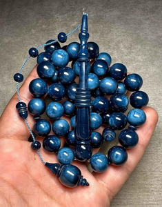 Tasbih en résine fait main, 33 perles, turquoise, bijoux de prière - Product Image 1
