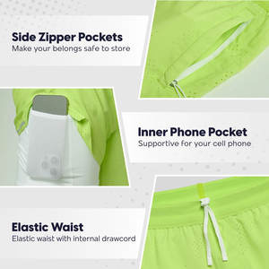 กางเกงเทนนิสลำลองผู้ชาย โพลีเอสเตอร์ เอวยางยืด มีเชือกผูกด้านใน ทอผ้า ยาวระดับเข่า แห้งเร็ว ดีไซน์ซิป ลายเรียบ - Product Image 4