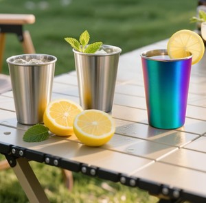 Gobelet en acier inoxydable pour le camping avec couvercle, tasse à boire portable pour les voyages, la randonnée, le pique-nique, les activités de plein air - Product Image 5