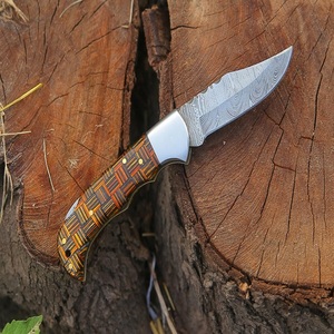 TARJ ENTERPRISES Handmade Damascus Steel Folding Pocket Knife Slide Open Custom Wood Handle <b>Drop</b> Point EDC Survival Industrial - Product Image 6