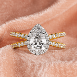 Bagues Moissanite or jaune 14 carats et 18 carats originales Bague de fiançailles pour femme solitaire coupe poire Bijouterie fine - Product Image 4