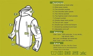 Veste Softshell à Capuche Camouflage Homme Multi-Poches Doublée Polaire Coupe-Vent pour Extérieur Motifs Forêt Désert Multicam Personnalisable OEM - Product Image 6
