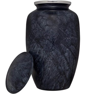 Urnes métalliques texturées bleu nuit élégantes pour cendres, urnes commémoratives décoratives en métal - Product Image 2