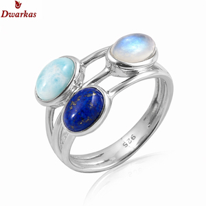 Trendy handmade classic 925 sterling silver <b>turquoise</b> three gemstone <b>ring</b> for men fashion parties gift jewelry ready stock - Product Image 3