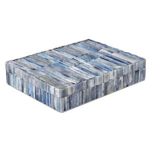 SOFIYA CRAFT Blue White Solid <b>Wooden</b> Jewelry <b>Box</b> <b>Key</b> Lock Closure Engraved Design Modern Rectangle Keepsake Storage <b>for</b> - Product Image 6