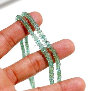 Perles Rondelles d'Émeraude Naturelle du Zambie 3mm 5.5mm, Perles Lisses en Pierre Précieuse d'Émeraude, Fil de 16 Pouces, Vente en Gros de Perles d'Émeraude en Vrac - Product Image 4