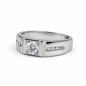 Bague de mariage de luxe pour homme en argent sterling 925 avec diamant rond, sertissage carré classique, pour usage quotidien - Product Image 4
